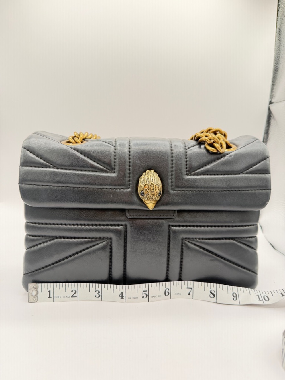 Kurt Geiger Quilted Leather Bag Kensington Quilted Crossbody Gold Chain - Picture 6 of 14